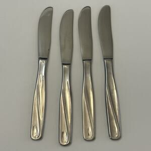 CG Flatware Dinner Knife Cg5 Pattern Glossy Stainless JAPAN Set of 4 Vintage